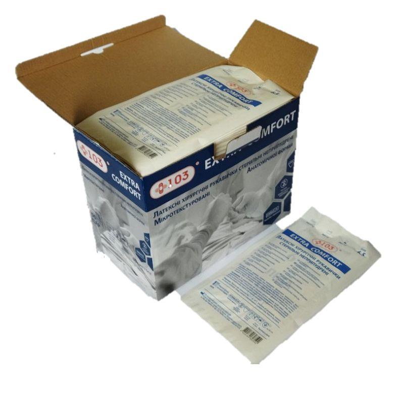 Рукавички латексні хірургічні +103® Extra Comfort, стер., неприп., розмір 8.0